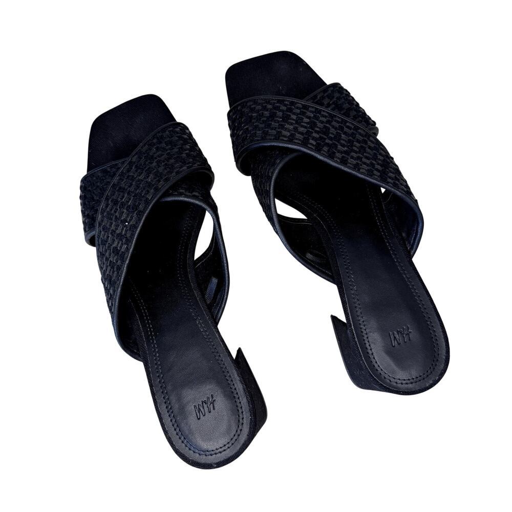 Worn Once! Knot Slip On Slides Sandals Block Heels Black Size 39